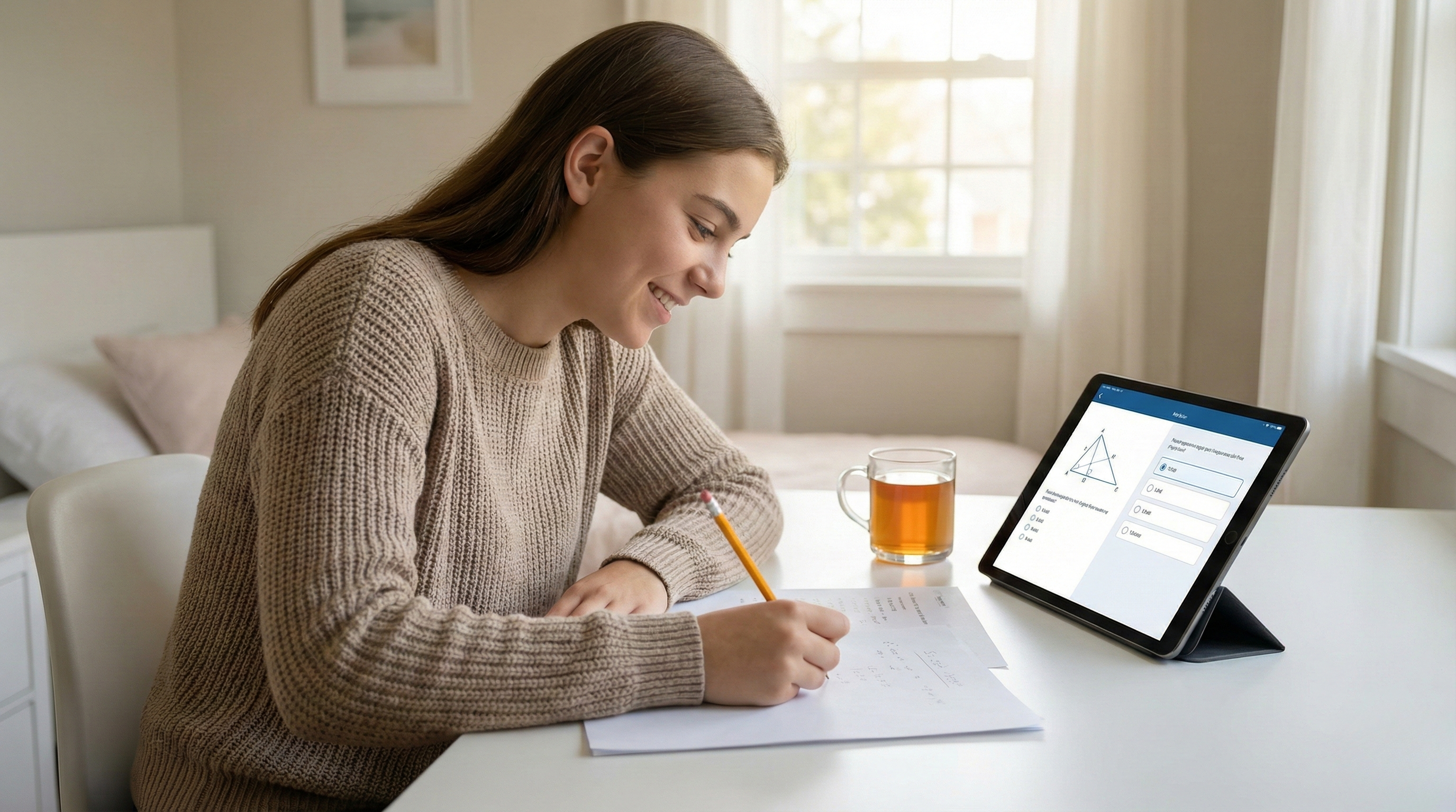 Student focused on Practix SAT Math simulation